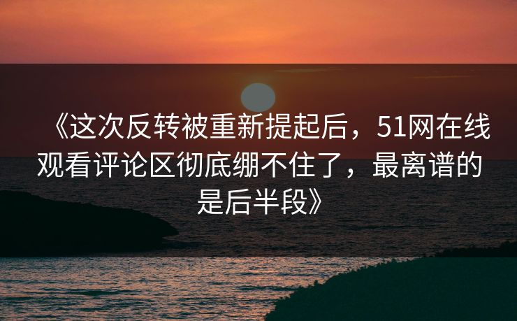 《这次反转被重新提起后，51网在线观看评论区彻底绷不住了，最离谱的是后半段》