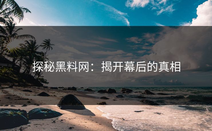 探秘黑料网：揭开幕后的真相