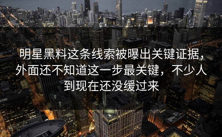 明星黑料这条线索被曝出关键证据，外面还不知道这一步最关键，不少人到现在还没缓过来