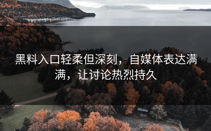 黑料入口轻柔但深刻，自媒体表达满满，让讨论热烈持久