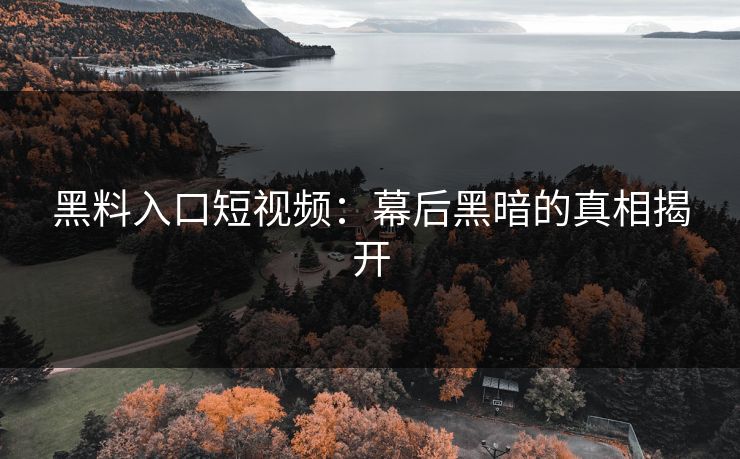 黑料入口短视频：幕后黑暗的真相揭开