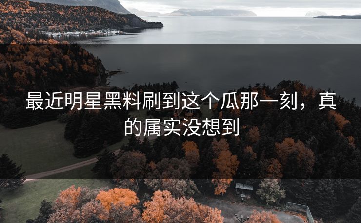 最近明星黑料刷到这个瓜那一刻，真的属实没想到
