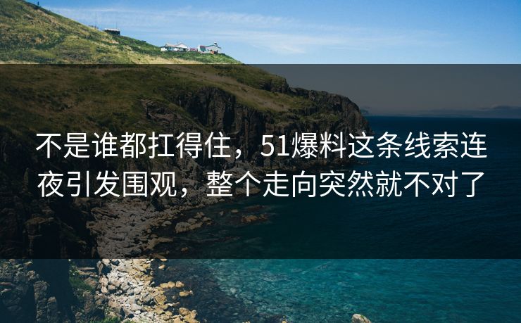不是谁都扛得住，51爆料这条线索连夜引发围观，整个走向突然就不对了