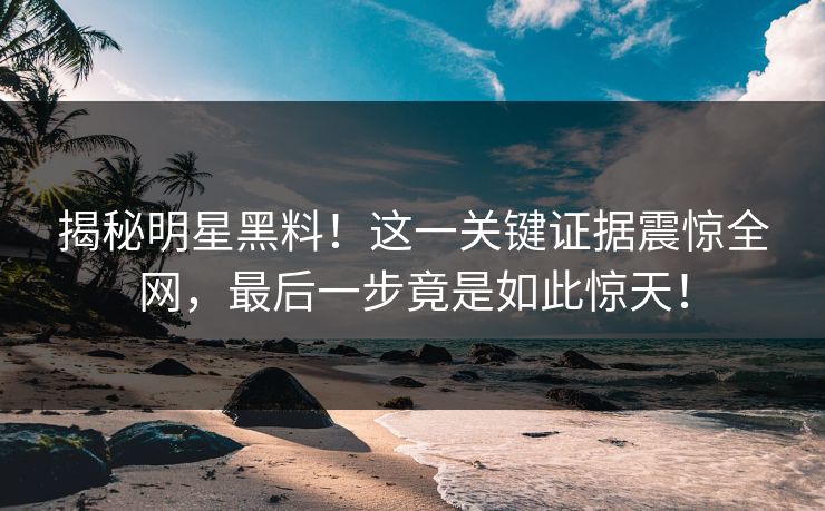 揭秘明星黑料！这一关键证据震惊全网，最后一步竟是如此惊天！
