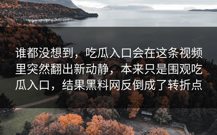 谁都没想到，吃瓜入口会在这条视频里突然翻出新动静，本来只是围观吃瓜入口，结果黑料网反倒成了转折点
