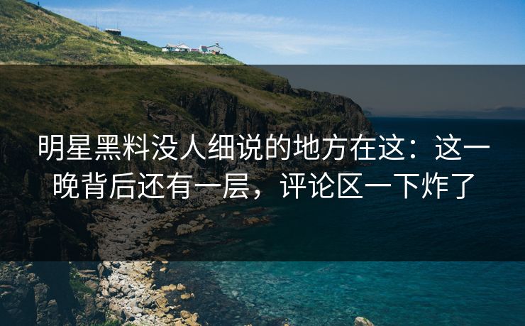 明星黑料没人细说的地方在这：这一晚背后还有一层，评论区一下炸了